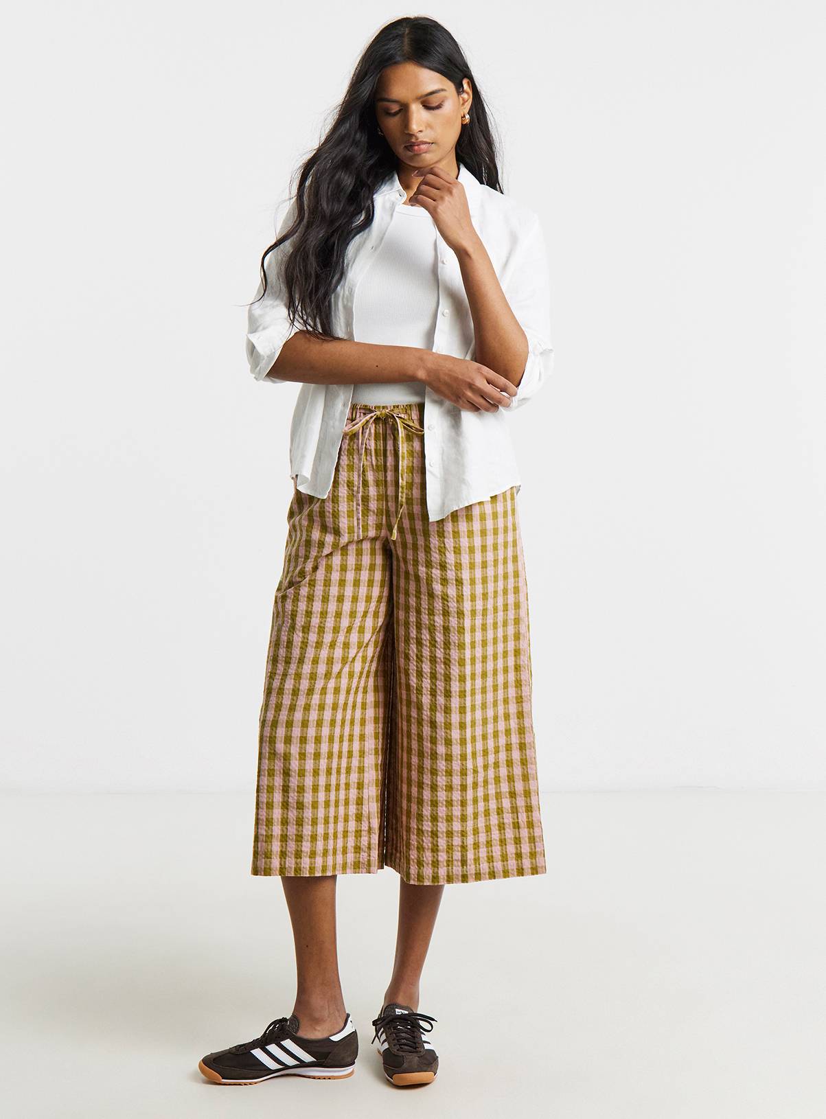 SIMPLY BE Brown & Pink Gingham Culottes 16 - Image 3